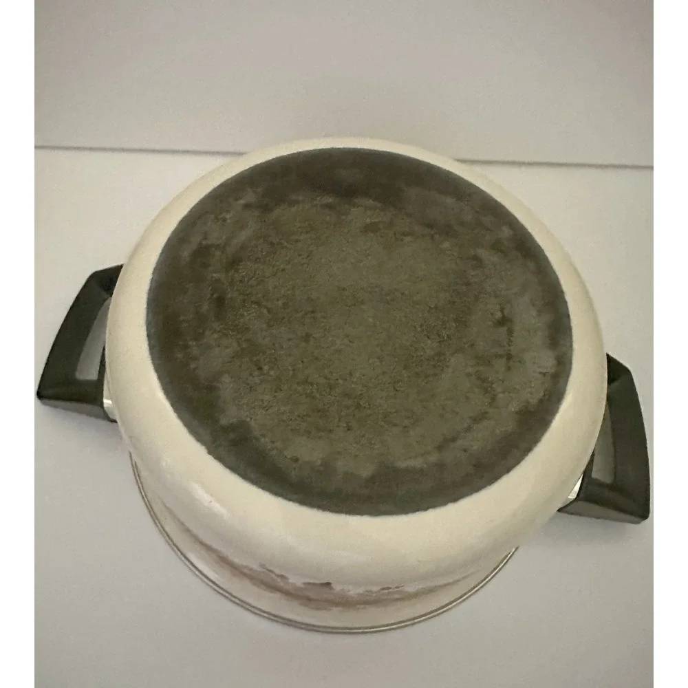 Capri‎ Enamel Steel Dutch Oven Pot Made In Spain Vintage Floral Decal 3 Qt